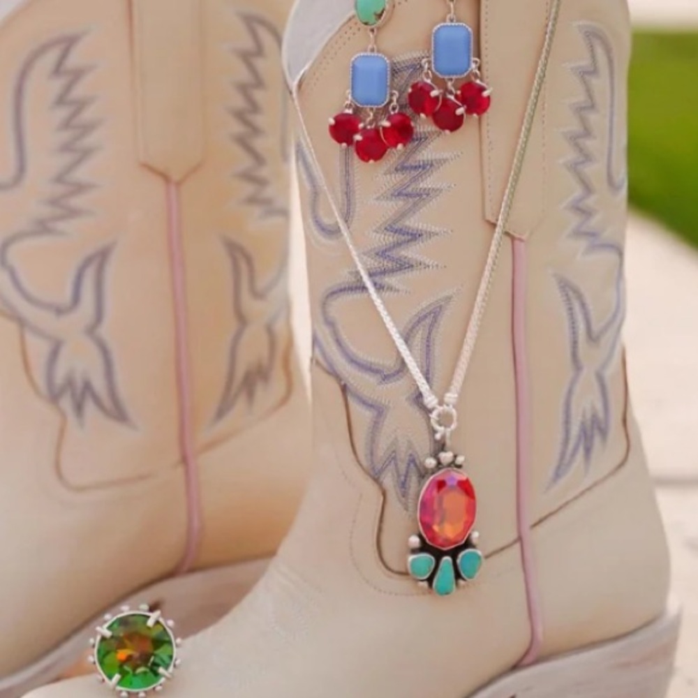 Mud Lowery Crystal & Turquoise Necklace- NIB - Picture 2 of 14